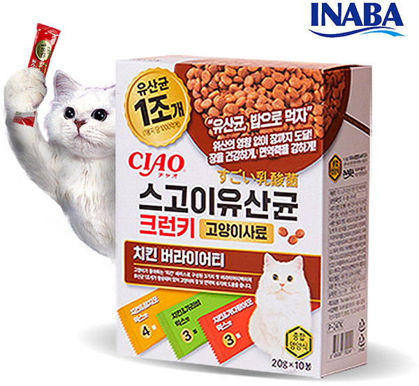[더드림컴퍼니]이나바 스고이 유산균 크런키 사료 20g x 10봉, 10개, 닭