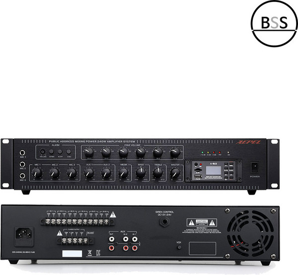 에펠 AP-240 PA용 하이 앰프 6채널 240W 매장 업소용 차임벨 USB 블루투스