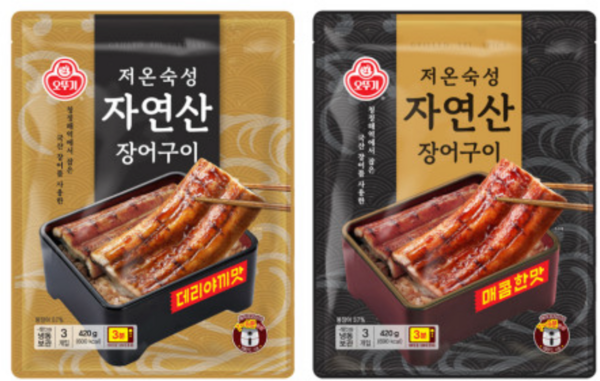 오뚜기 저온숙성 자연산 장어구이 3입 420g 데리야끼맛+매콤한맛, 1세트, 840g