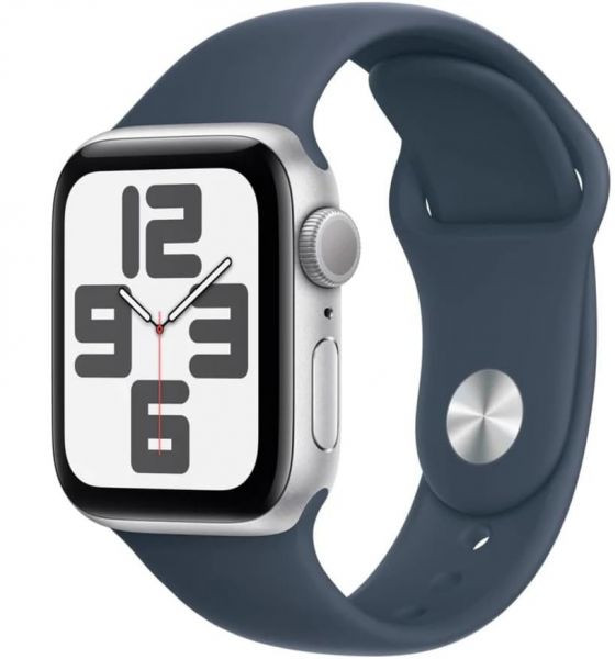 애플 워치 SE 2세대 GPS 40mm 은색 알루미늄 케이스와 스톰 블루 스포츠 밴드 SM 리퍼비시