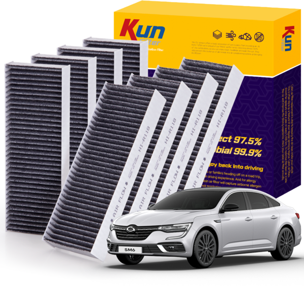 3+1 KUN 활성탄 에어컨필터 르노 SM6, 4개, SM6 (27277-2519R) 2P_KN-R118