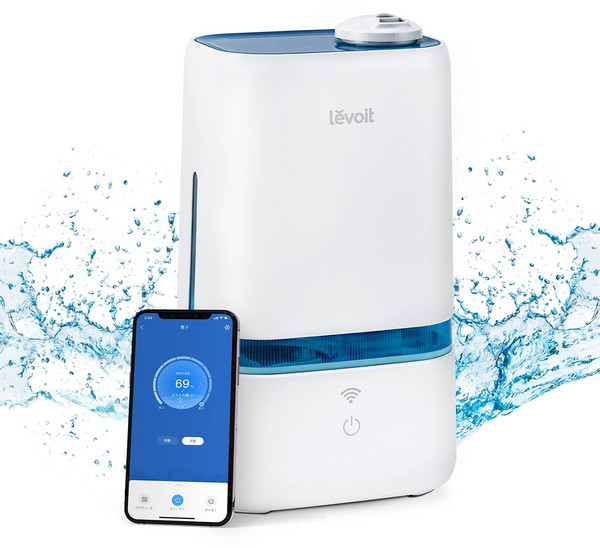 Levoit 가습기 대용량 4L 탁상 아로마 Alexa 대응 6-22 다다미 대응 차아염소산수 대응 초음파 가습기 스마트 가전 스마트폰 조작 가능 정음, 4 L 초저소음/스마트폰 조작 화이트