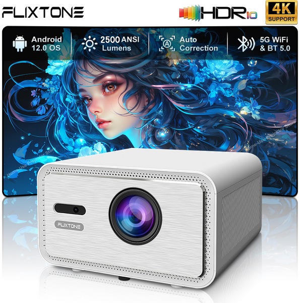 Flixtone 미니빔프로젝터 홈시네마 4K 2500ANSI 풀HD 1080p 3D 안드로이드 스마트빔 한글지원, D9W mini