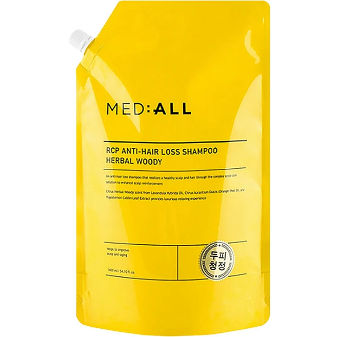 메디올 알시피 안티로스 두피청정 탈모완화 샴푸 리필 우디향, 1600ml, 1개