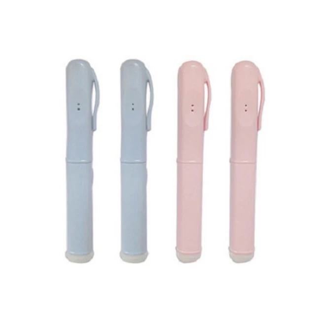 트래블이지 휴대용 올인원 칫솔 핑크 + 블루, 4개입, 1세트