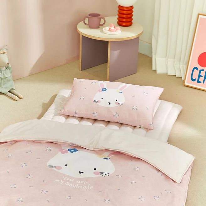 파르페by알레르망 국내 제조 유아용 러빗 알러지케어 낮잠이불세트, 핑크