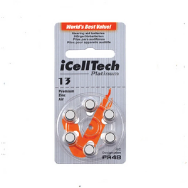 보청기용배터리PR48/보청기용건전지/PR48/13DS/1.4V/6알/ iCellTech, 6개