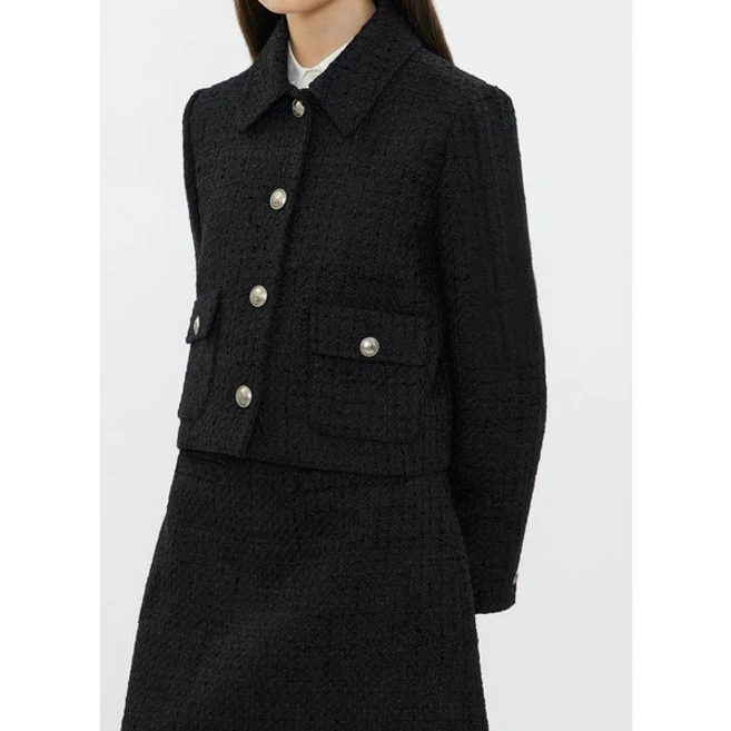 시스티나 울 트위드 버튼 칼라 재킷 AWWJKN41710203383