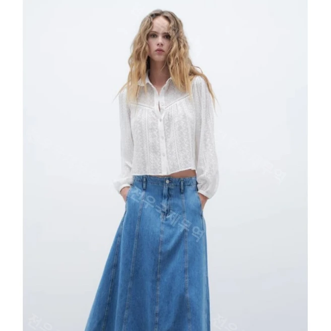 ZARA 자라 펀칭 자수 블라우스 ZARA 자라