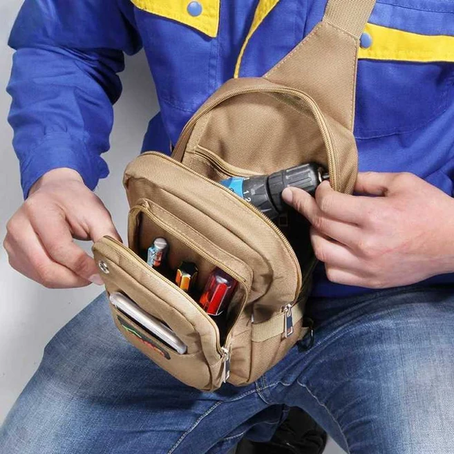 소형 공구가방 크로스백 작업가방 슬링백 연장통 휴대용 수납, 1개, 1. 블랙 S