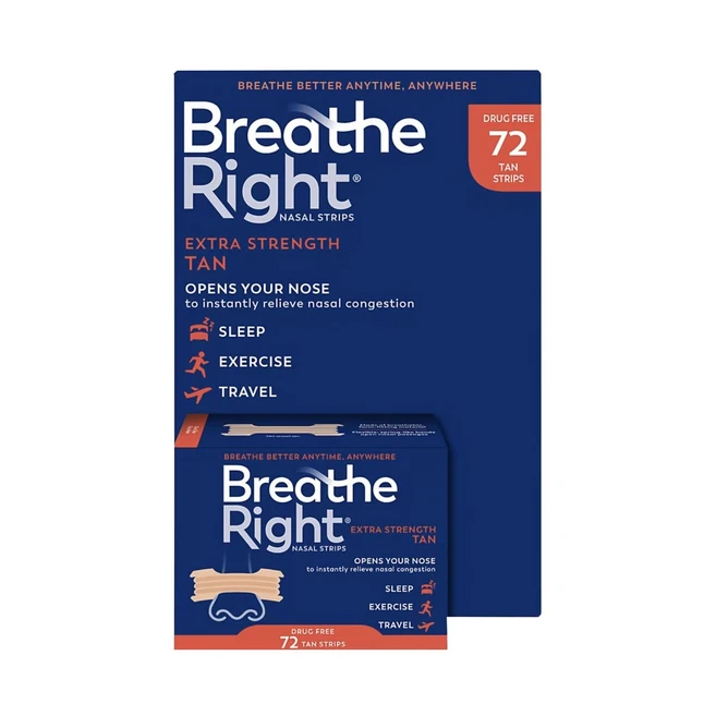 Breathe Right 브리드 라이트 엑스트라 스트렝스 나잘 비강 코 스트립 72매입, 72개