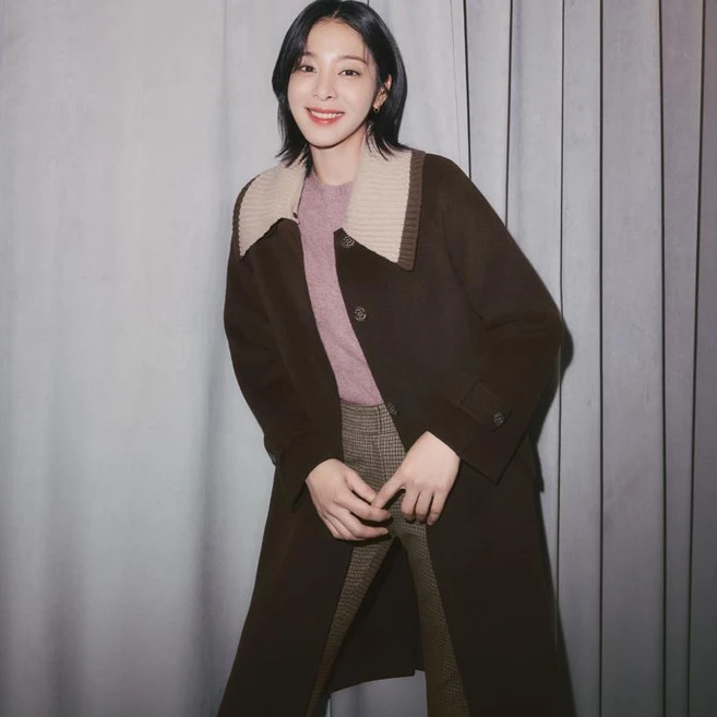 [지센] 여성 캐시미어 핸드메이드 니트 롱 코트 FHDZHXM34343[2컬러]