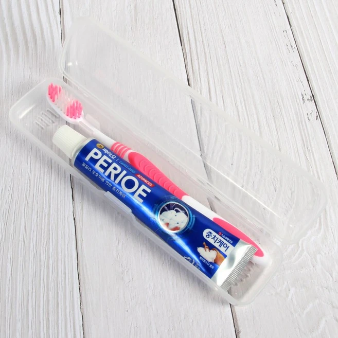 페리오 엘지 치약 칫솔 세트 휴대용 여행 양치 케이스, 4개, 50ml