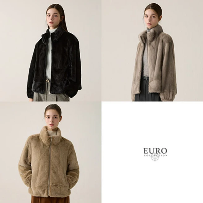 [런칭가 899000원] 유로컬렉션 24FW 휘메일 풀스킨 다이아 밍크 하이넥 집업 자켓