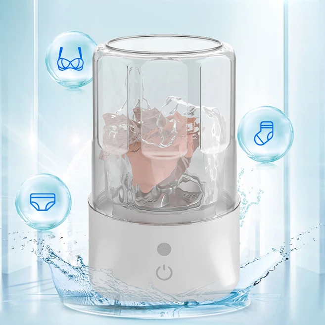 Garrl 무선 미니세탁기 양말 속옷 소형세탁기 탁상 여행용 충전식 휴대 간편 캐리어 수납 가능, 화이트