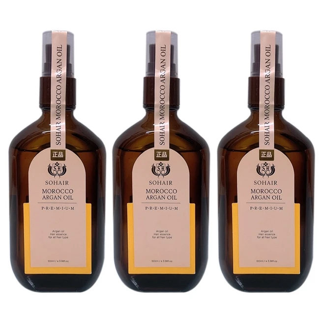 [본사정품] 쏘헤어 모로코 아르간 오일 프리미엄 헤어 에센스 100ml 3병, 3개