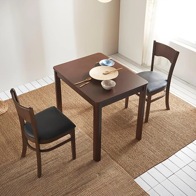 삼익가구 데일 2인용 원목 식탁세트 (의자2), WALNUT