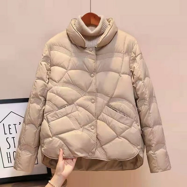 여성 경량 패딩 퀼팅 자켓 물결 하이넥 덕다운 점퍼 JoYouth