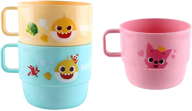 아이조움 핑크퐁 아기상어 심플 손잡이컵 3종 세트, 혼합색상, 1세트