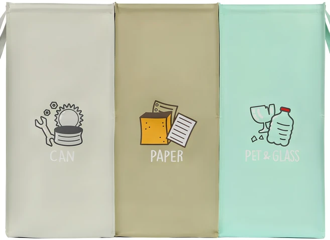 코멧 대형 재활용 분리수거함 54L 3종 세트, 혼합색상, 1세트