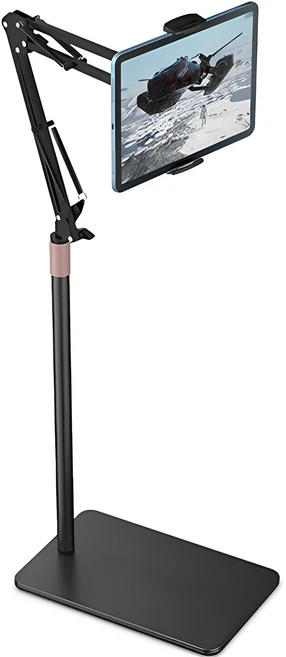 신지모루 탄소강 논슬립패드 자바라 스탠드형 핸드폰 태블릿 거치대, 블랙, 1개