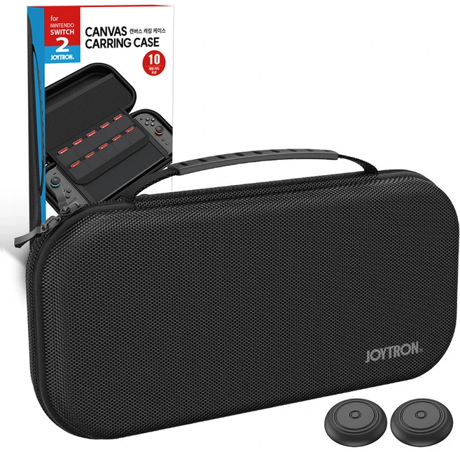 조이트론 닌텐도 스위치2 프리미엄 1680D 캔버스 캐링 케이스 + 조이콘캡 2p 세트, 블랙, 1개, SW2-CARRY02