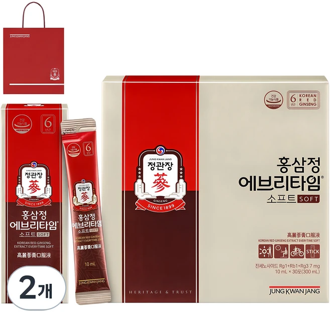 정관장 홍삼정 에브리타임 소프트 + 쇼핑백 세트, 300ml, 2개