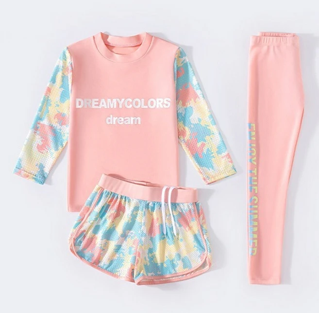 오렌지다몸 여아용 DREAMYCOLORS 래쉬가드 3종 세트