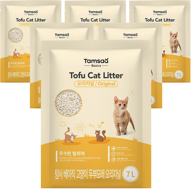 탐사 베이직 프리미엄 고양이 두부모래 7L (약 2.8 kg), 오리지널향, 6개