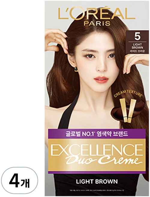 로레알파리 NEW 엑셀랑스 듀오크림, 5호 라이트 브라운, 4개