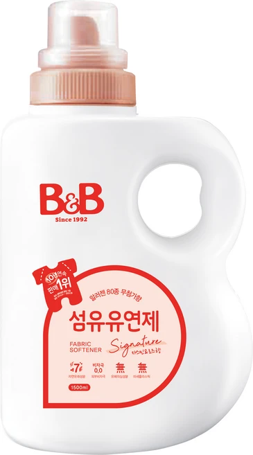 비앤비 비자극 유아 섬유유연제 시그니처 알러젠프리 자스민앤로즈향 용기형, 1.5L, 1개