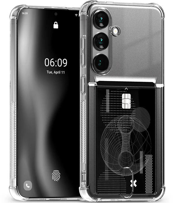 구스페리 갤럭시 S25 하이브리드 에어백 카드포켓 휴대폰 케이스, 투명