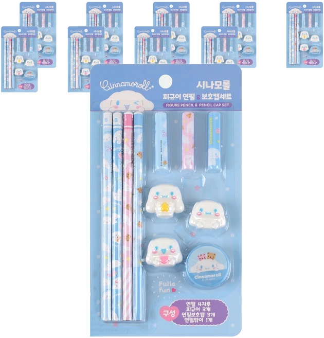 산리오 캐릭터즈 피규어 연필 보호캡 세트, 시나모롤, 10세트