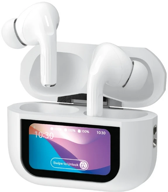 이어맥 디스플레이 노이즈 캔슬링 TWS 블루투스 이어폰, BT350A, 화이트
