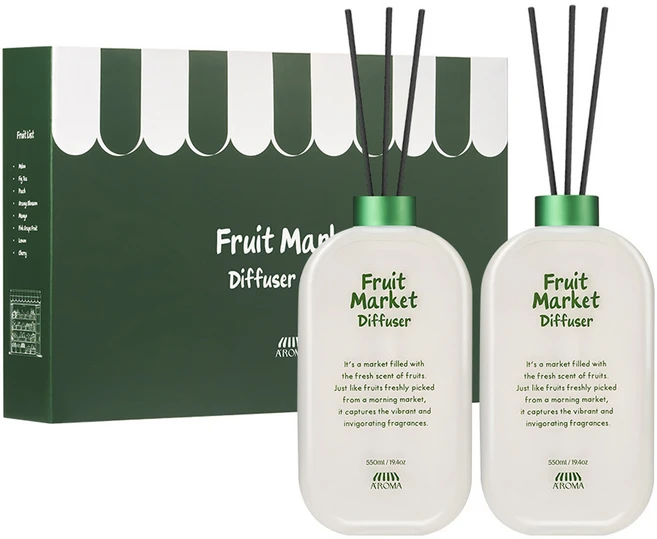 에이로마 후르츠마켓 디퓨저 선물세트 550ml, 2개, 언더더썬