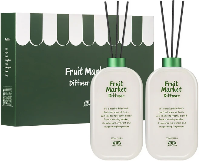 에이로마 후르츠마켓 디퓨저 선물세트 550ml, 1세트, 핑크제스트