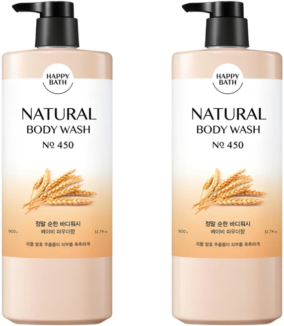 해피바스 정말 순한 바디워시 베이비 파우더 향, 900g, 2개