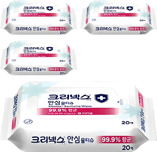 크리넥스  안심 물티슈 휴대용 80개입 (20개입 X 4팩)