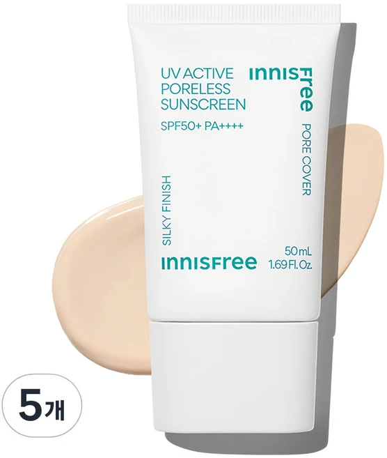 이니스프리 뉴 유브이 액티브 포어리스 선스크린 SPF50+ PA++++, 50ml, 5개