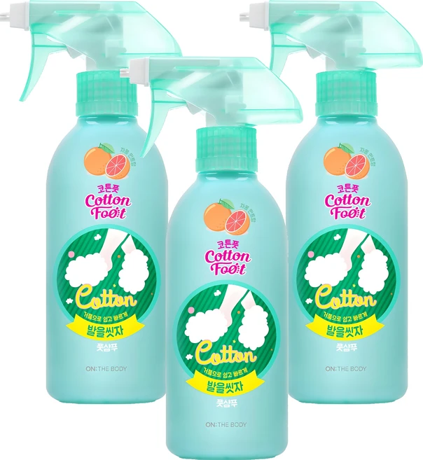 온더바디 코튼풋 발을 씻자 풋샴푸 자몽 민트향, 1개입, 3개, 385ml