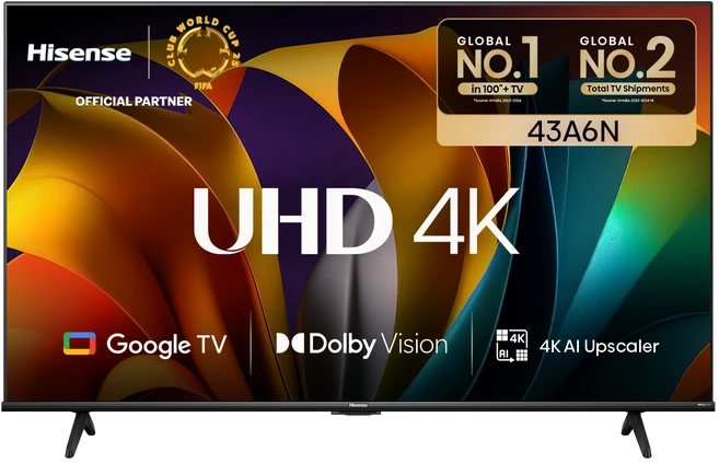 HISENSE 4K UHD LED 스마트TV 43A6N, 108cm(43인치), 스탠드형, 고객직접설치