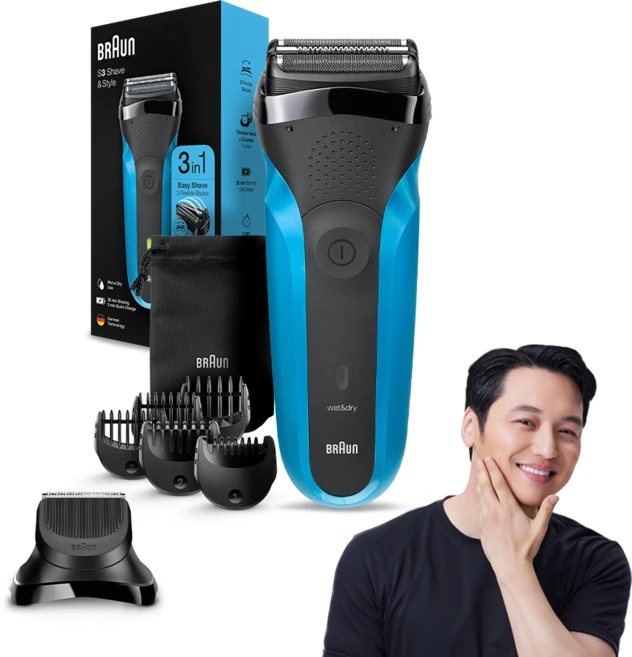 BRAUN 시리즈 3 전기면도기, 3-in-1 습식/건식, 수염 정리 및 스타일링 (310BT)
