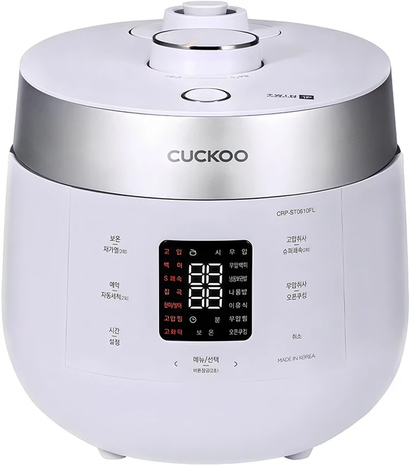 쿠쿠 6인용 트윈프레셔 더라이트 전기압력밥솥 트윈프레셔 기능 슈퍼쾌속 모드 냉동보관밥 기능 오픈 쿠킹 모드 자동 세척 에너지 효율 1등급 라벤더 (CRP-ST0610FL)