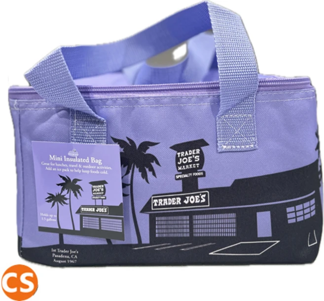 [미국직배송] 트레이더조 미니 보온 보냉 가방 백 에코백 캠핑 여행 퍼플 보라 트조 Trader Joe's Mini Insulated Cooler Bag, 1개