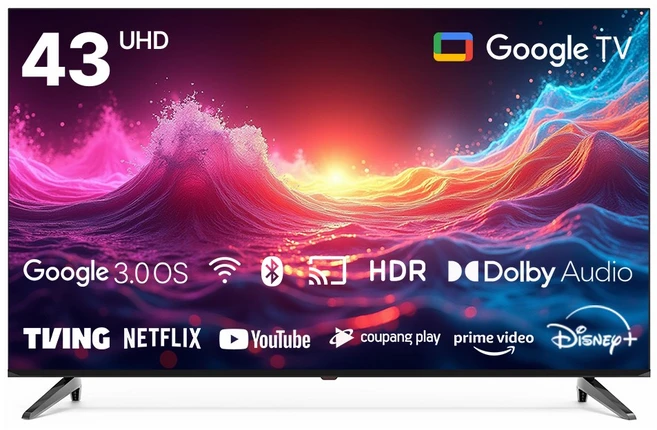 트루비 43인치 4K UHD TV 구글3.0 OS 스마트TV 1등급 TRU430G, 고객직접설치, 스탠드형, 구글TV