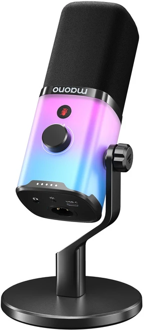 마오노 USB XLR 다이나믹 마이크, 게이밍/방송/녹음용, 듀얼 노이즈캔슬링, 24bit/48kHz 고음질, RGB 라이트 (PD100X)