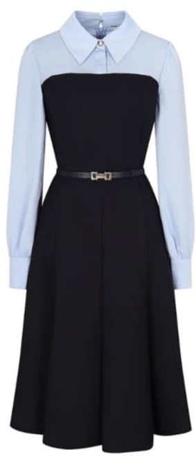 JJ지고트 원피스 블라우스 배색 플레어 GNAM0OP90 하객룩