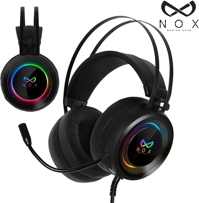 녹스게이밍기어 가상 7.1채널 RGB 게이밍 헤드셋, 블랙, NX-502