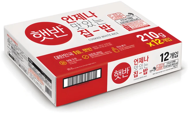 햇반 백미밥, 210g, 12개