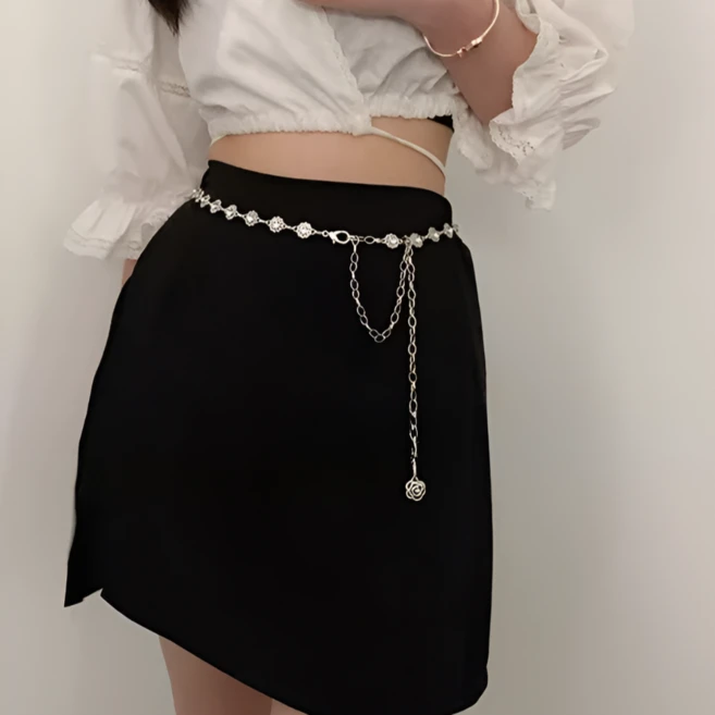 코지웨이브 패션 포인트 슬림 실버 체인 벨트